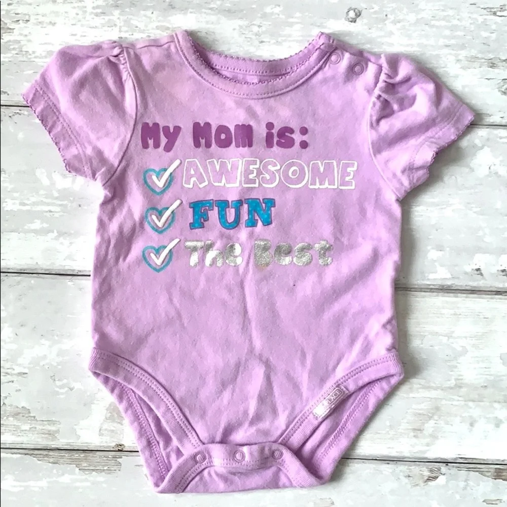 Baby Girl 0-3m Children’s Place Green Shorts Onesie Outfit Purple Bodysuit NB - Picture 5 of 5